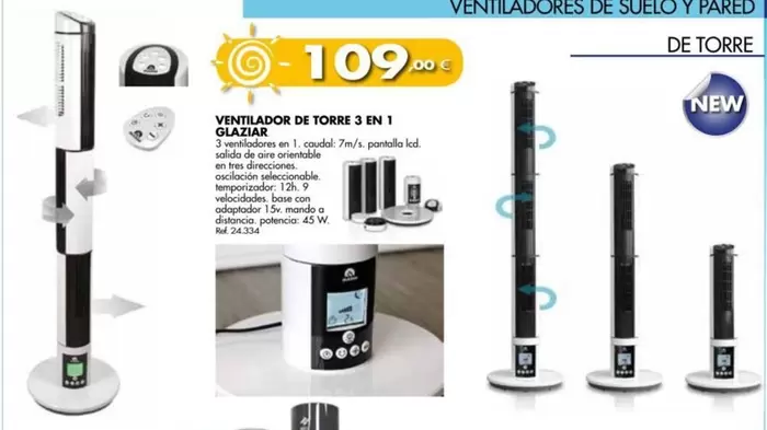 Oferta de Ventilador De Torre 3 En 1 Glaziar por 109€ en Coferdroza