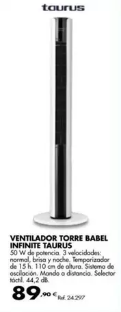 Oferta de Taurus - Ventilador Torre por 89,9€ en Coferdroza