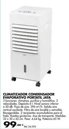 Oferta de Jata - Climatizador Condensador Evaporaritivo Portatil por 99€ en Coferdroza