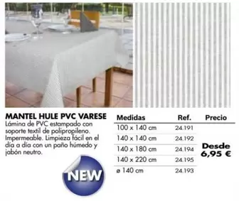 Oferta de Mantel Hule Pvc Varese por 6,95€ en Coferdroza