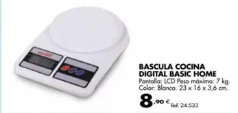 Oferta de Bascula Cocina Digital Basic Home por 8,9€ en Coferdroza
