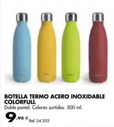 Oferta de Botella Termo Acero Inoxidable Colorfull por 9,95€ en Coferdroza