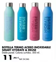 Oferta de Botella Termo Acero Inoxidable Hydrate & Reuse por 11,95€ en Coferdroza