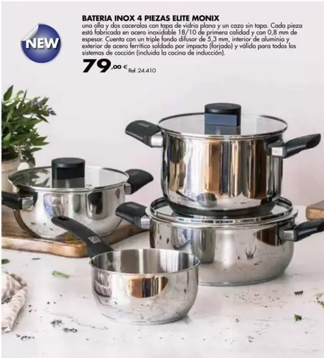 Oferta de Monix - Bateria Inox 4 Piezas Elite por 79€ en Coferdroza