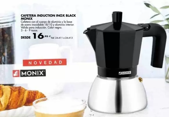 Oferta de Monix - Cafetera Induction Inox Black  por 16,95€ en Coferdroza