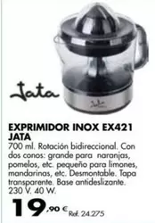 Oferta de Jata - Exprimidor Inox Ex421 por 19,9€ en Coferdroza