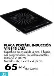 Oferta de Jata - Placa Portátil Inducción VIN145  por 65,9€ en Coferdroza