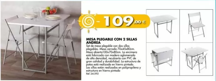 Oferta de PVC - Mesa Pugabile Con 2 Sillas Andrea por 109€ en Coferdroza