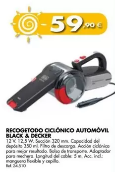 Oferta de Black & Decker - Recogetodo Ciclonico Automovil por 59,9€ en Coferdroza