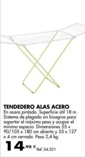 Oferta de Tendedero Alas Acero por 14,95€ en Coferdroza