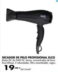 Oferta de Elco - Secador De Pelo Profesional por 19,9€ en Coferdroza