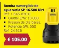 Oferta de Bomba Sumergible De Agua Sucia 16.500 Dirt por 105€ en Coferdroza