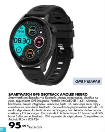 Oferta de Smartwatch Gps Geotrack Amoled Negro por 95€ en Coferdroza