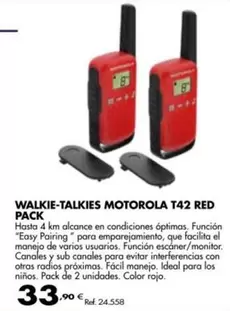 Oferta de Motorola - Walkie-talkies T42 Red Pack por 33,9€ en Coferdroza