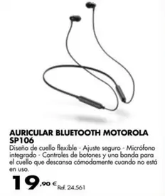 Oferta de Motorola - Auricular Bluetooth Sp106 por 19,9€ en Coferdroza