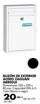 Oferta de Arregui - Buzon De Exterior Acero Zaagan por 20,9€ en Coferdroza