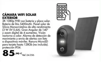 Oferta de Cámara Wifi Solar Exterior por 85,9€ en Coferdroza