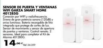 Oferta de Garza - Sensor De Puerta Y Ventanas Wifi  Smart Home 401285g por 14€ en Coferdroza