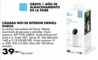 Oferta de Garza - Cámara Wifi De Interior Oerwell por 39,9€ en Coferdroza