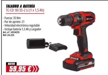 Oferta de Taladro A Bateria por 59,95€ en Coferdroza