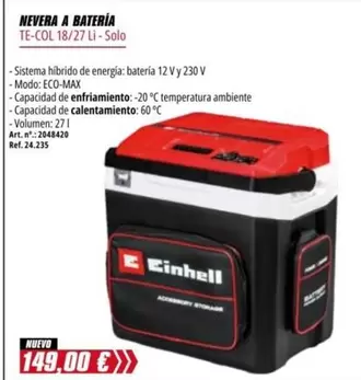 Oferta de Einhell - Nevera A Bateria por 149€ en Coferdroza