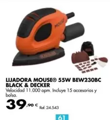 Oferta de Black & Decker - Lijadora Mouse 55W Bew230bc por 39,9€ en Coferdroza