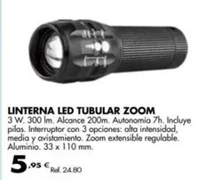 Oferta de Linterna Led Tubular Zoom por 5,95€ en Coferdroza