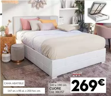 Oferta de Cama 140 X 190 Cm. Cuore por 269€ en Conforama
