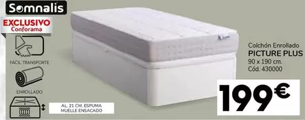 Oferta de Somnalis - Colchón Enrollado Picture Plus por 199€ en Conforama