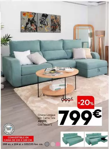 Oferta de Chaise Longue Con Cama Tela April por 799€ en Conforama