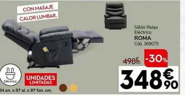 Oferta de Sillón Relax Eléctrico Roma por 348,9€ en Conforama