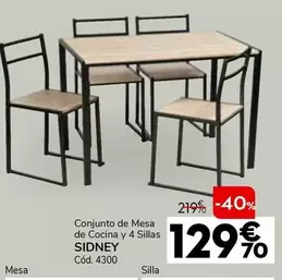 Oferta de Conjunto De Mesa De Cocina Y 4 Sillas Sidney por 129,7€ en Conforama