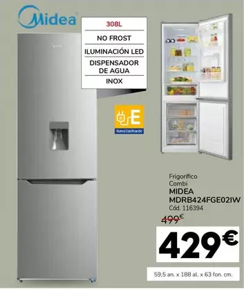Oferta de Midea - Frigorífico Combi MDRB424FGE02IW por 429€ en Conforama