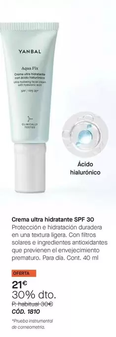 Oferta de Yanbal - Crema Ultra Hidratante SPF 30 por 21€ en Yanbal