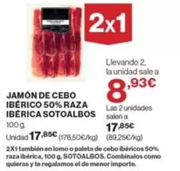 Oferta de Sotoalbos - Jamón De Cebo Ibérico 50% Raza Ibérica por 17,85€ en Supercor