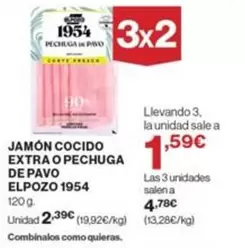 Oferta de Elpozo - Jamón Cocido Extra O Pechuga De Pavo 1954 por 2,39€ en Supercor