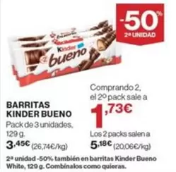 Oferta de Kinder - Barritas Bueno por 3,45€ en Supercor