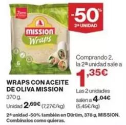 Oferta de Mission - Wraps Con Aceite De Oliva por 2,69€ en Supercor