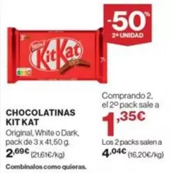 Oferta de Nestlé - Chocolatinas Kit Kat por 2,69€ en Supercor