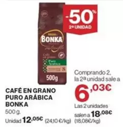 Oferta de Bonka - Café En Grano Puro Arábica por 12,05€ en Supercor