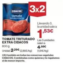 Oferta de Cidacos - Tomate Triturado Extra por 2,29€ en Supercor