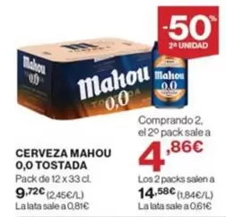 Oferta de Mahou - Cerveza 0,0 Tostada por 9,72€ en Supercor