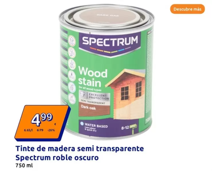 Oferta de Tinte De Madera Semi Transparente Spectrum Roble Oscuro por 4,99€ en Action