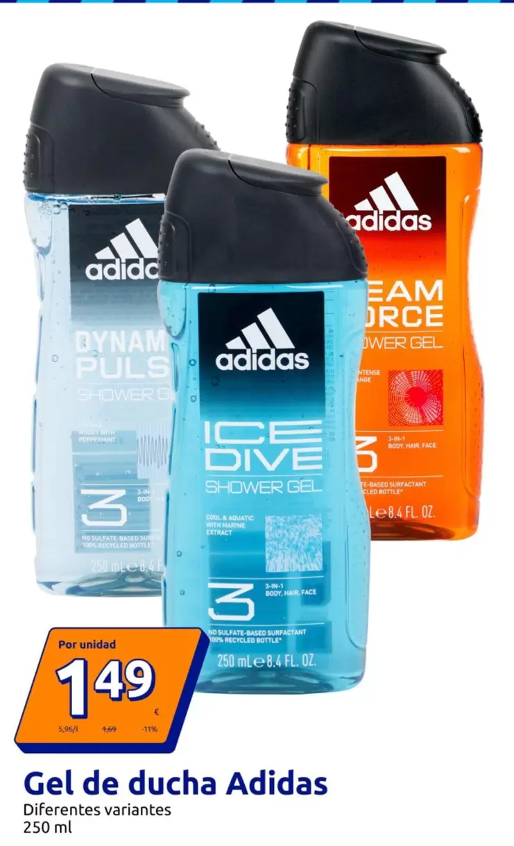 Oferta de Adidas - Gel De Ducha por 1,49€ en Action