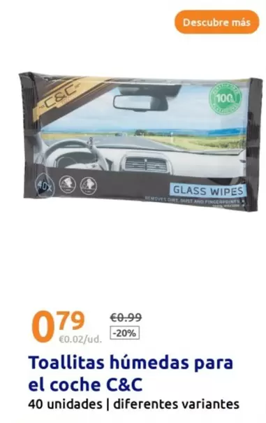 Oferta de C&C - Toallitas Humedas Para El Coche por 0,79€ en Action