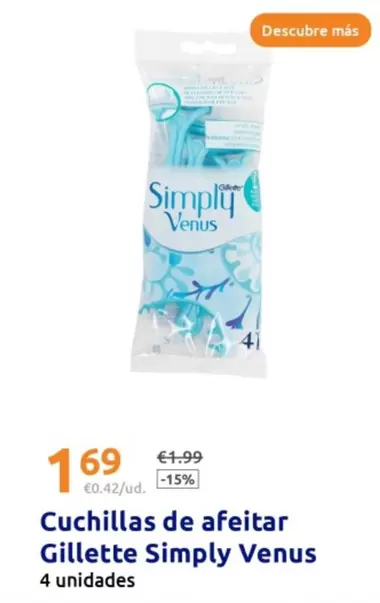 Oferta de Gillette - Cuchillas De Afeitar Simply Venus por 1,69€ en Action