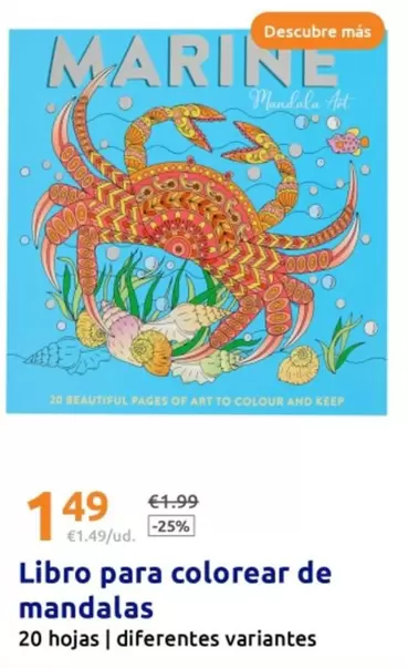 Oferta de Libro Para Colorear De Mandalas por 1,49€ en Action