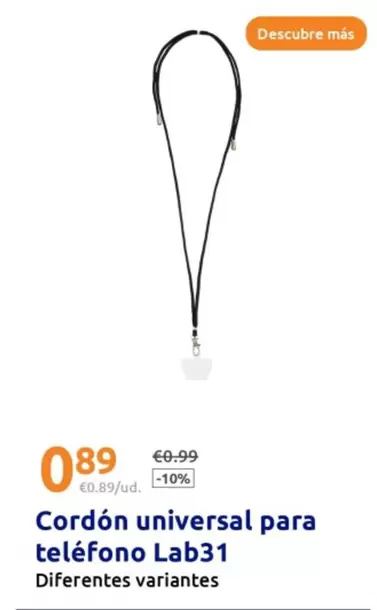 Oferta de Cordon Universal Para Teléfono Lab31 por 0,89€ en Action