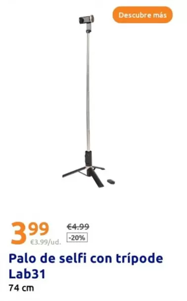 Oferta de Lab31 - Palo De Selfi Con Tripode por 3,99€ en Action