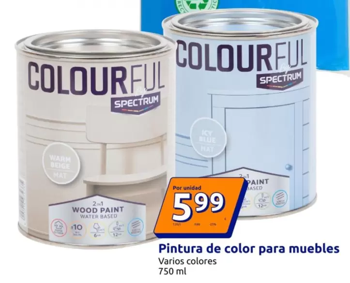 Oferta de Spectrum - Pintura De Color Para Muebles por 5,99€ en Action